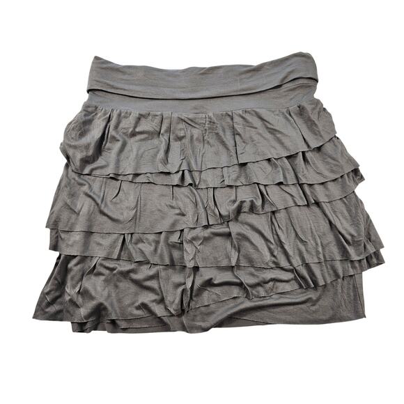NWT grey teired layered MP skirt M PETITE elastic waist y2k fit flare NEW casual - Picture 1 of 5